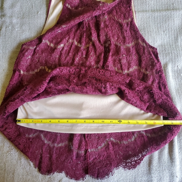 Burgundy Lace Mock Neck Top - Picture 9 of 11